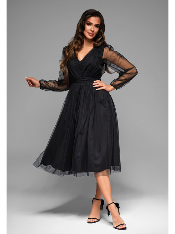 Ombre Ombre Sukienka koktajlowa LA-OM-DLR007 Czarny Regular Fit