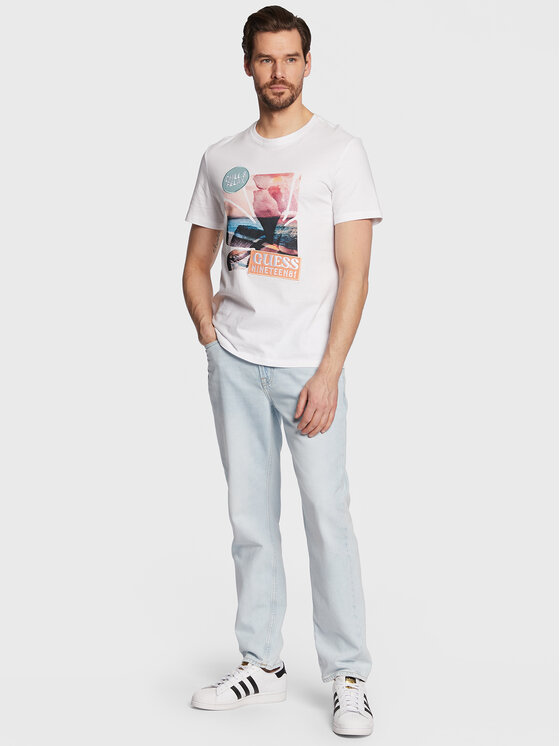 T-shirt Sunset Flower M3GI29 I3Z14 Bianco Slim Fit...