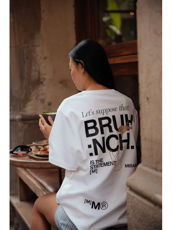 Misaga Misaga T-Shirt Brunch T-Shirt Biały Relaxed Fit