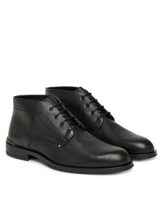 Tommy Hilfiger Tommy Hilfiger Auliniai batai Corporate Hilfiger Lth Boot FM0FM05697 Juoda