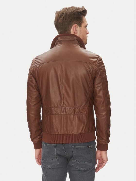 Serge Pariente Serge Pariente Giacca di pelle Tornade Marrone Regular Fit