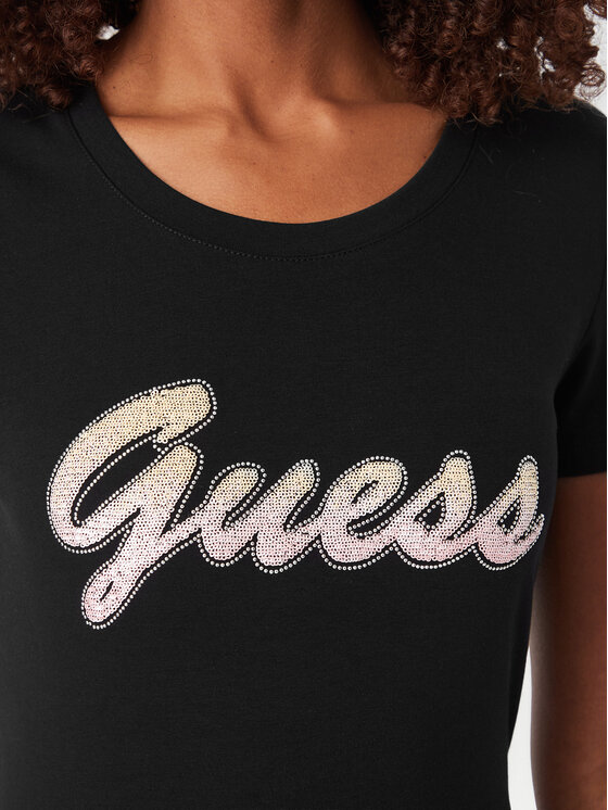 Guess Guess T-shirt W6YI56 K5028 Crna Slim Fit
