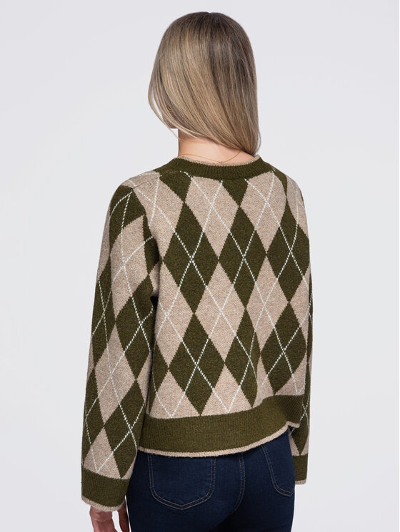 Ombre Ombre Svetr OW-SW-E0035 Zelená Regular Fit