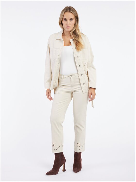 Orsay Orsay Jeansy 312179048000__42 Beżowy Straight Leg