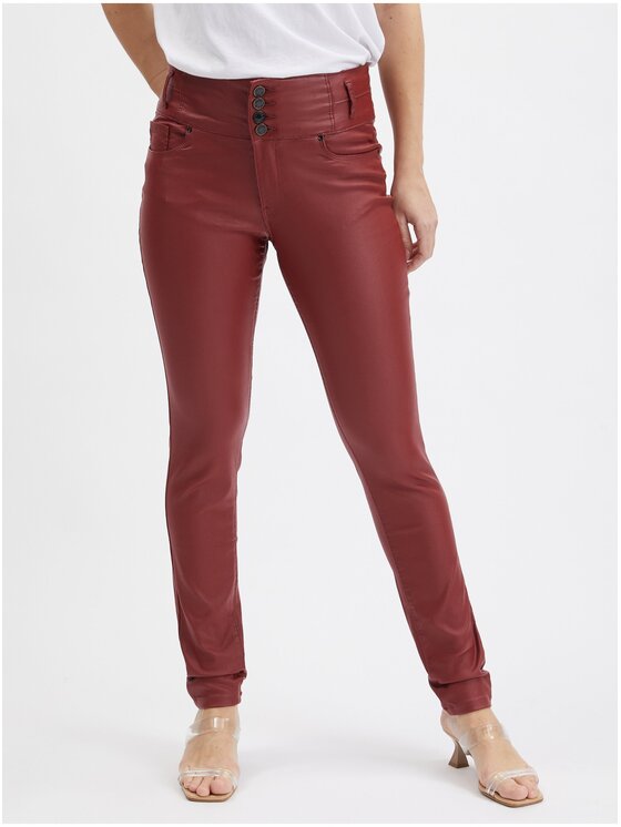 Orsay Orsay Spodnie damskie 319261-395000__42 Bordowy Skinny Fit