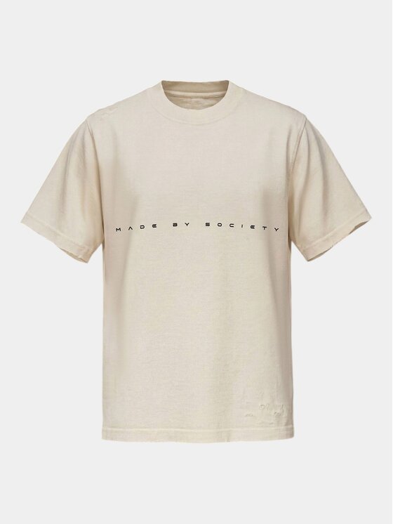 MADE BY SOCIETY MADE BY SOCIETY T-Shirt Tricou RAW GRAPHITE - T37191 Beżowy Basic Fit