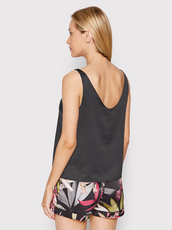 Esotiq Esotiq Piżama Wildflower 39806 Czarny Relaxed Fit