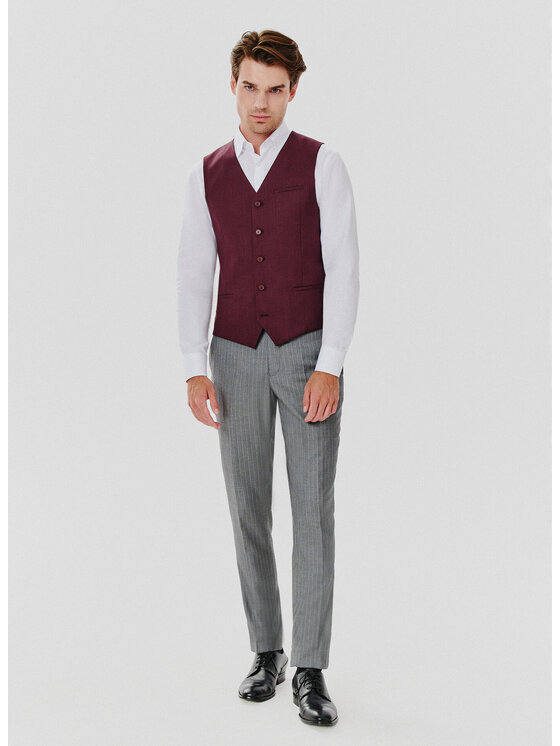 Pako Lorente Pako Lorente Kamizelka P24WF-8X-001 Bordowy Slim Fit