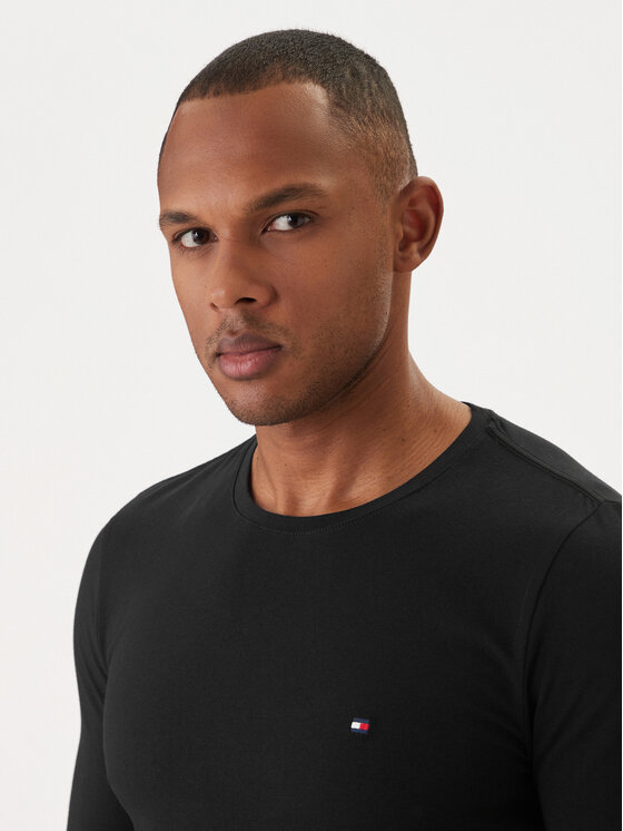 Tommy Hilfiger Tommy Hilfiger Pikkade varrukatega T-särk Stretch Tee MW0MW10804 Must Slim Fit