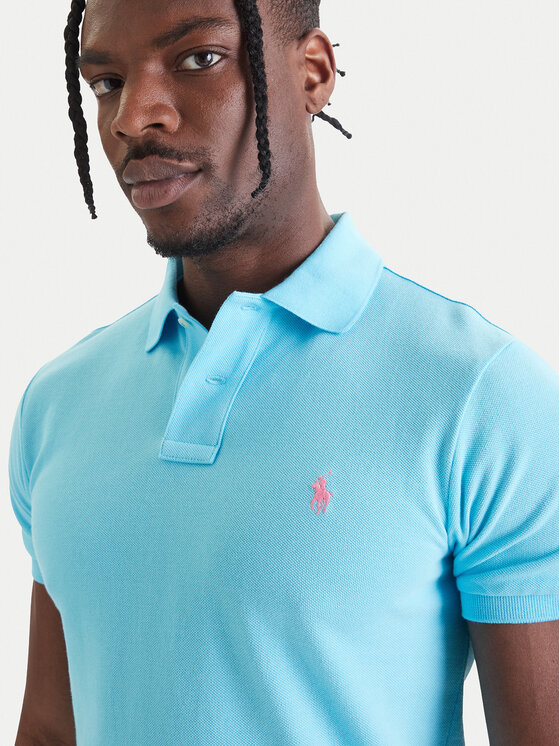 Polo Ralph Lauren Polo Ralph Lauren Тениска с яка и копчета Core Replen 710795080 Син Slim Fit