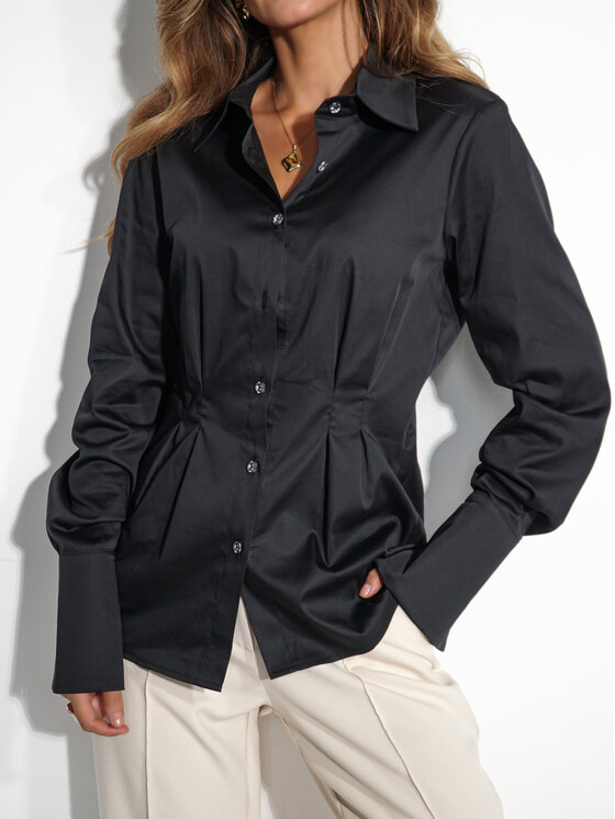 LilaLou LilaLou Koszula Slim Czarny Slim Fit