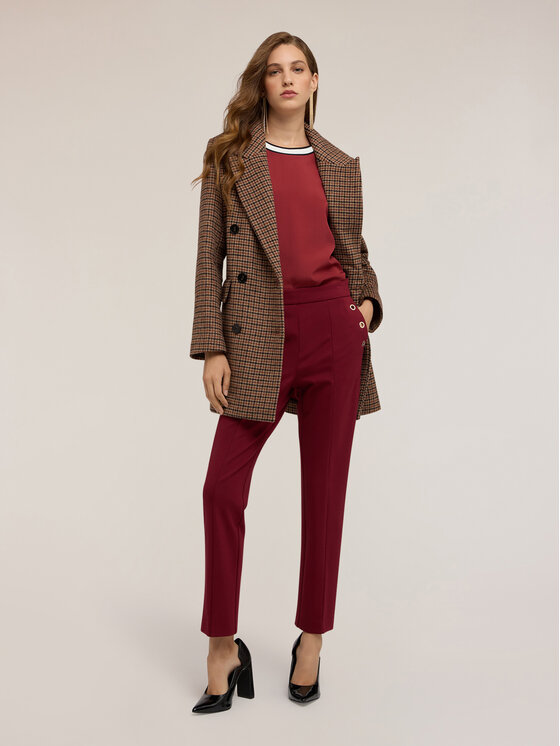 Motivi Motivi Spodnie materiałowe P095Q004174N036 Bordowy Regular Fit