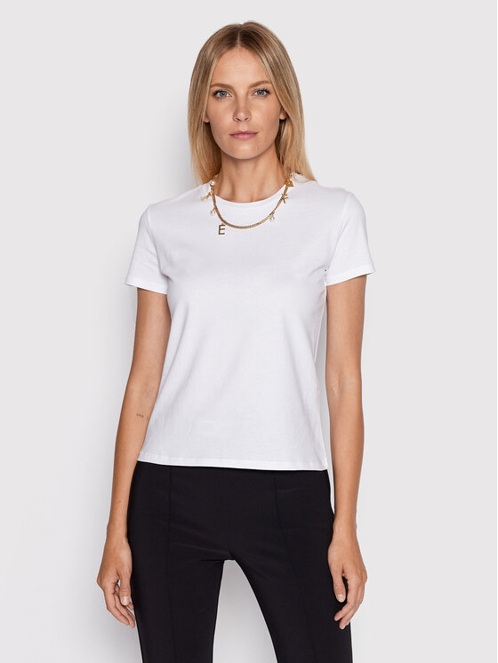 Elisabetta Franchi Majica MA-015-26E2-V200 Bela Regular Fit