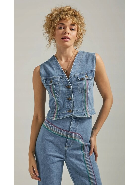 Lee Lee Kamizelka Pride Rainbow Vest Niebieski Basic Fit