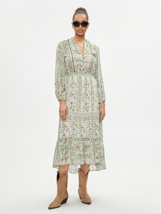 REPLAY Replay Sukienka letnia W9105.000.74956 Zielony Regular Fit