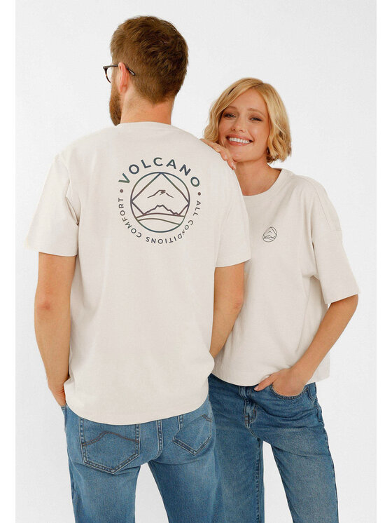 Volcano Volcano T-Shirt T-ELD Écru Regular Fit
