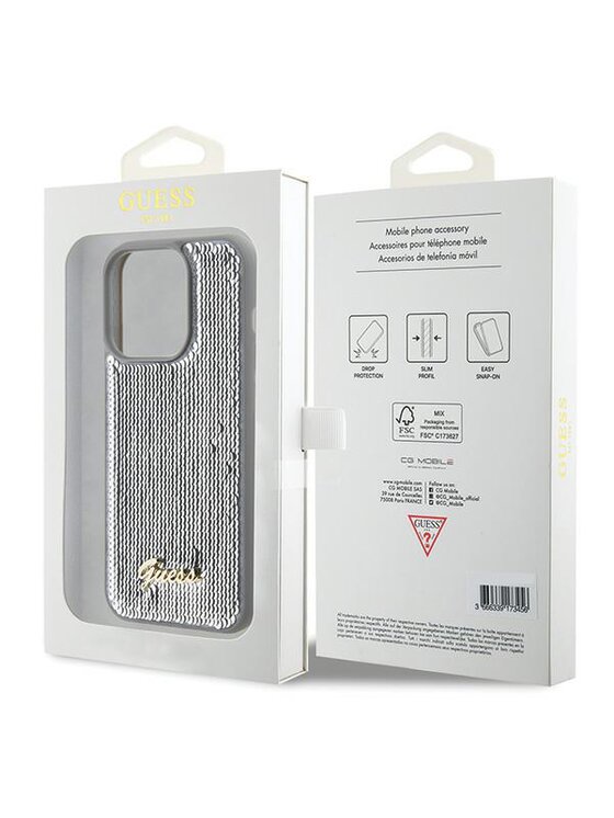Guess Guess Etui na telefon iPhone 15 Pro Srebrny