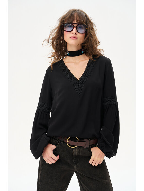 blue shadow blue shadow Bluzka Misty Czarny Regular Fit