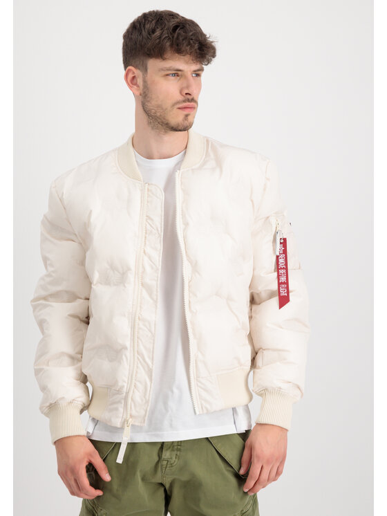 Alpha Industries Alpha Industries Kurtka zimowa MA-1 Embroidery Logo Puffer Bomber Jacket Beżowy Relaxed Fit