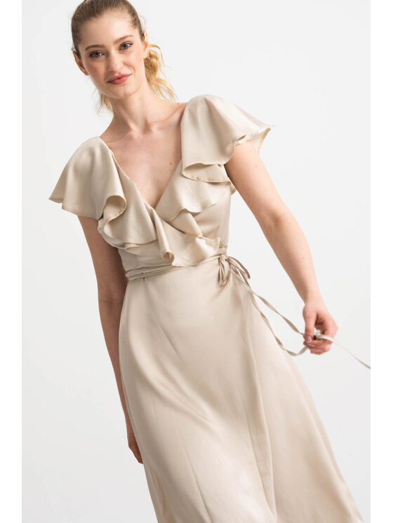 ROSE AVENUE ROSE AVENUE Sukienka koktajlowa S3 Beżowy Regular Fit
