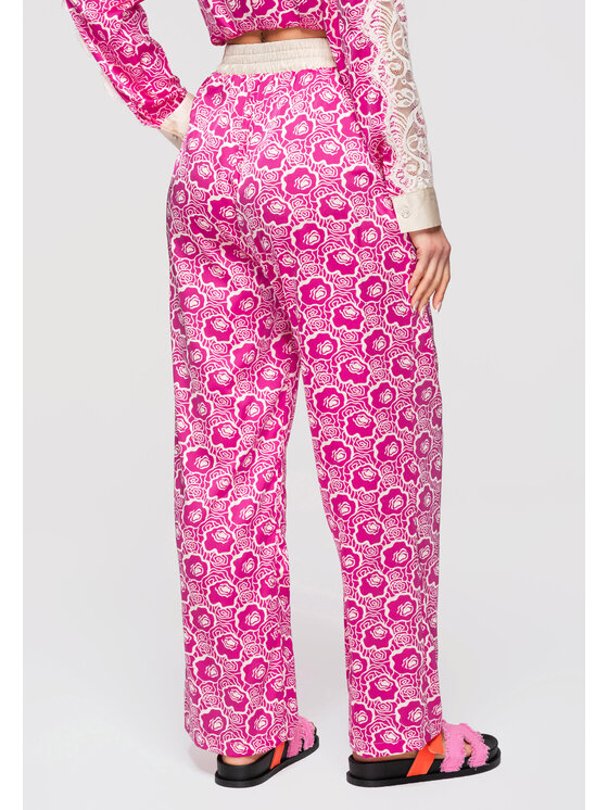 Ombre Ombre Kalhoty z materiálu OW-PA-E0007 Růžová Relaxed Fit