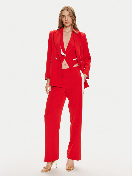 Maryley Maryley Kalhoty z materiálu 24EB583/04FI Červená Regular Fit