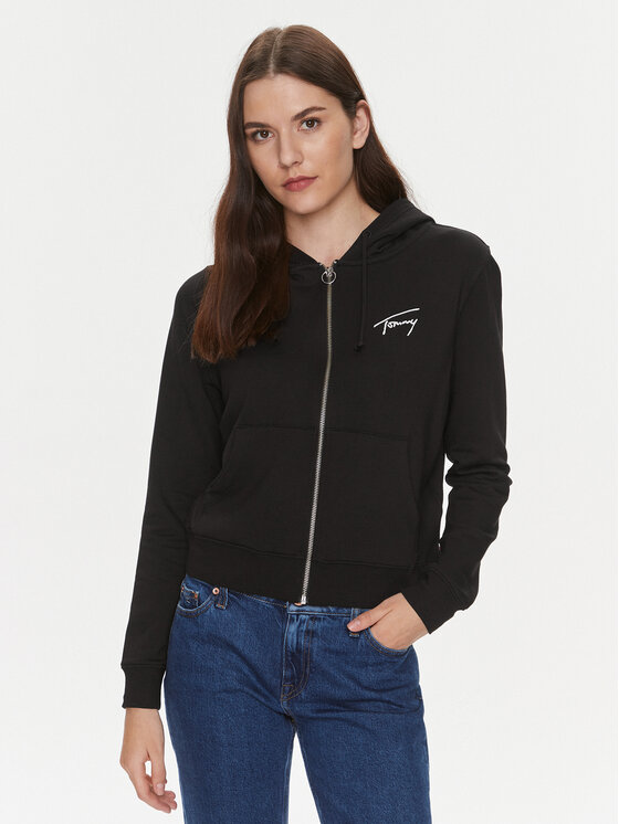 Tommy Jeans Mikina Signature DW0DW17338 Čierna Regular Fit