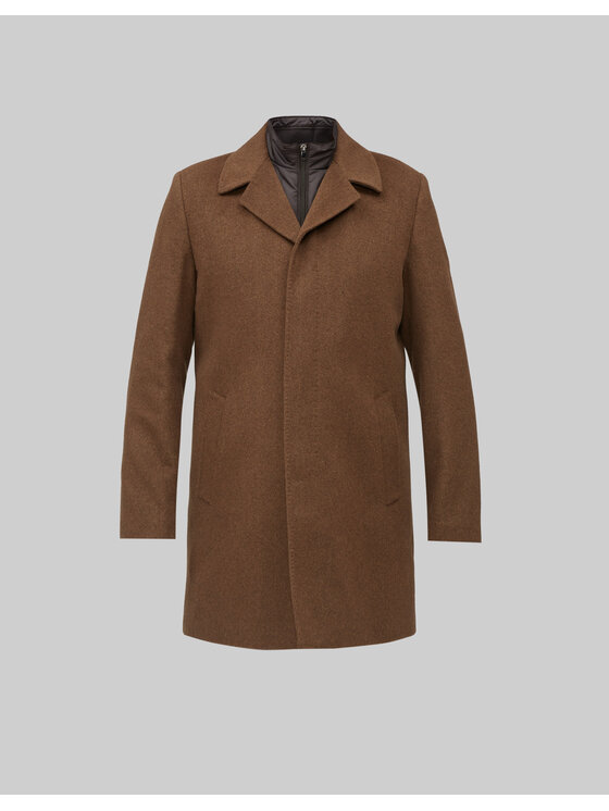Borgio Borgio Płaszcz wełniany sferro Brązowy Slim Fit