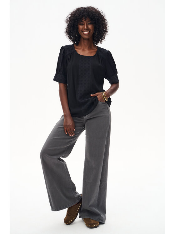 blue shadow blue shadow Bluzka Femi Czarny Regular Fit