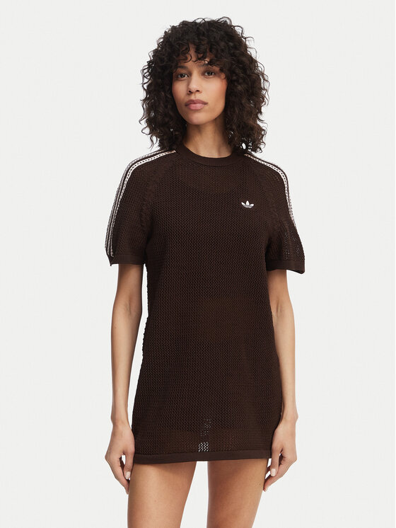 adidas Rochie tricotată Knitted Crochet KE0203 Maro Loose Fit