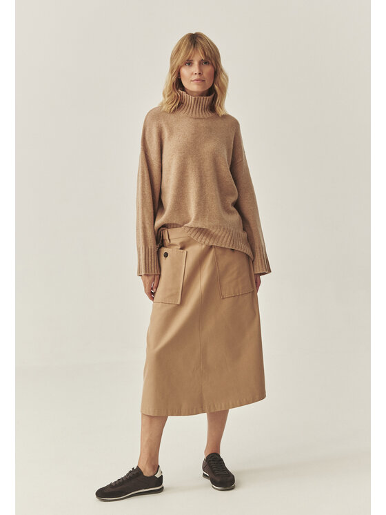TATUUM Tatuum Midi sukňa LONG ISLAND Béžová Flare Fit