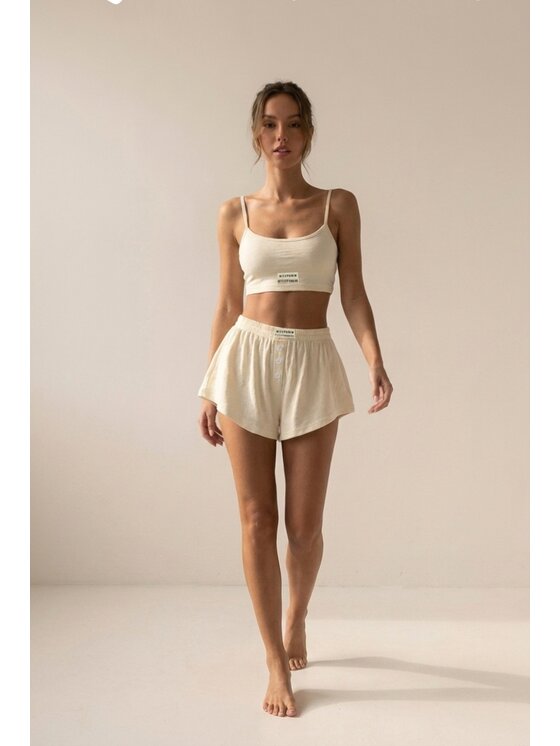 MissDenim MissDenim Szorty piżamowe Spodenki do spania Beżowy Flare Fit