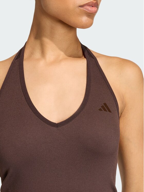 adidas adidas Koszulka techniczna Workout Essentials Knit Halterneck Brązowy Fitted Fit