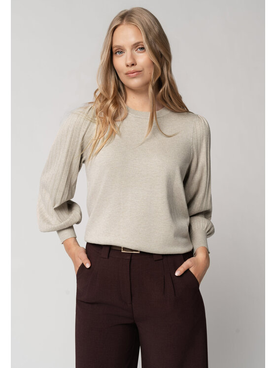 Volcano Volcano Sweter S-MONKI Beżowy Regular Fit