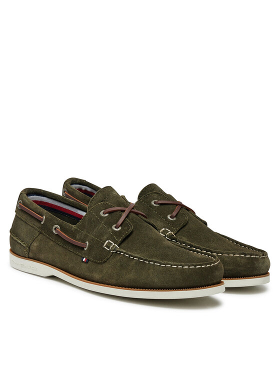 Tommy Hilfiger Tommy Hilfiger Pusbačiai Th Boat Shoe Core Suede FM0FM05387 Žalia