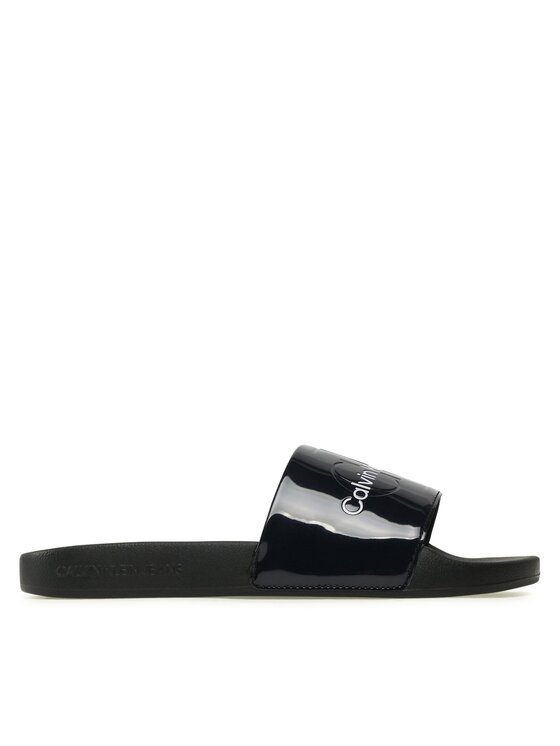 Calvin Klein Jeans Calvin Klein Jeans Pantoletten Slide Metallic Monologo YW0YW00638 Dunkelblau