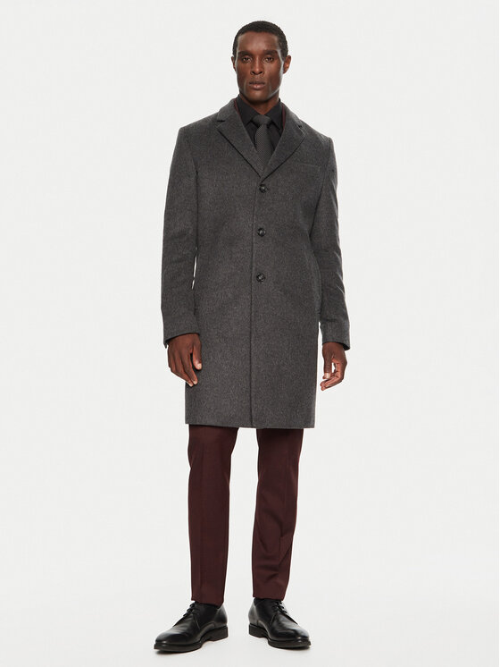 BOSS Boss Вовняне пальто H-Hyde 50525739 Сірий Slim Fit