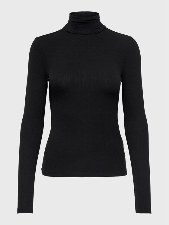 ONLY ONLY Bluză cu gât Sille 15256046 Negru Slim Fit