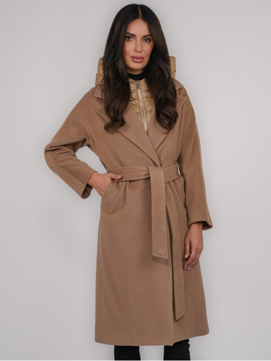 FAN LEATHER FAN LEATHER Płaszcz przejściowy Wełniany z Podpinką Beżowy Loose Fit