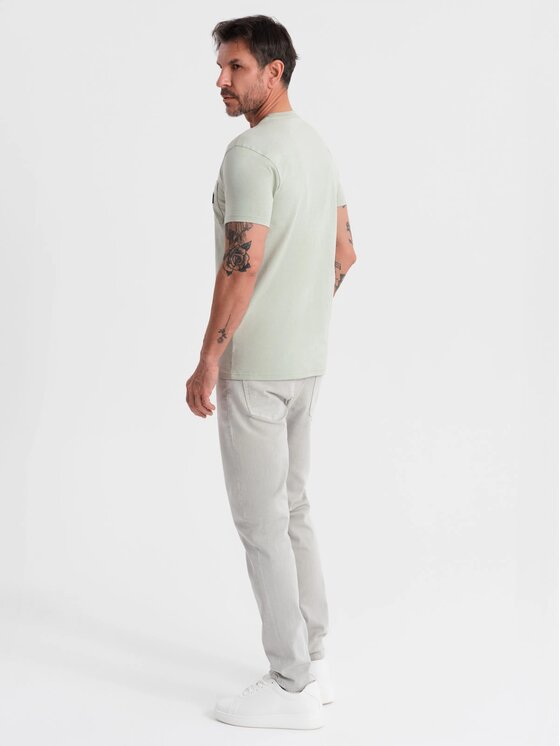 Ombre Ombre T-Shirt OM-TSCT-0109 Szary Classic Fit