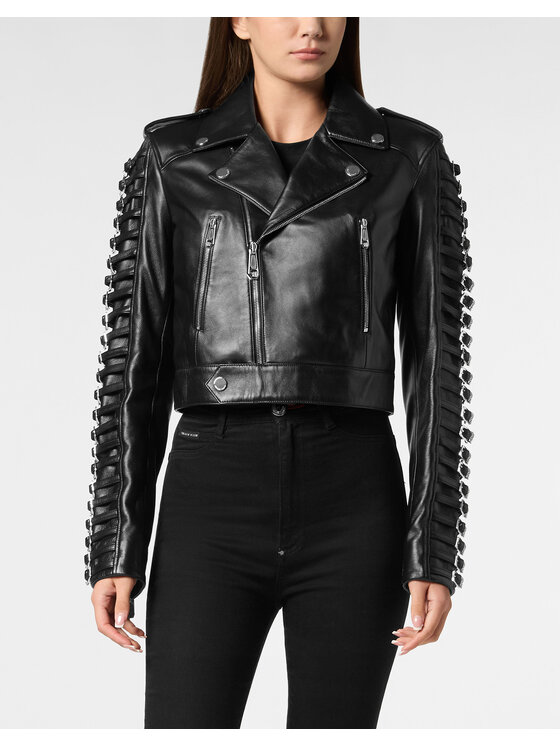 PHILIPP PLEIN PHILIPP PLEIN Giacca di pelle 22377 Nero Regular Fit