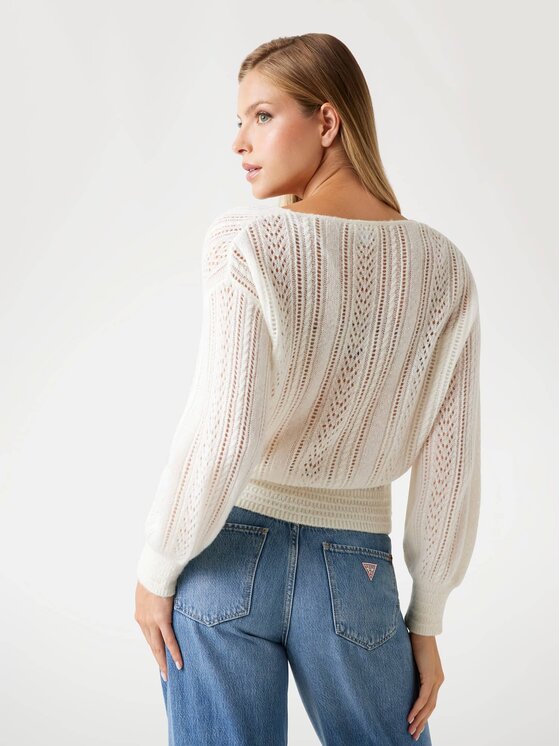 Guess Guess Sweter 178401 Biały Classic Fit