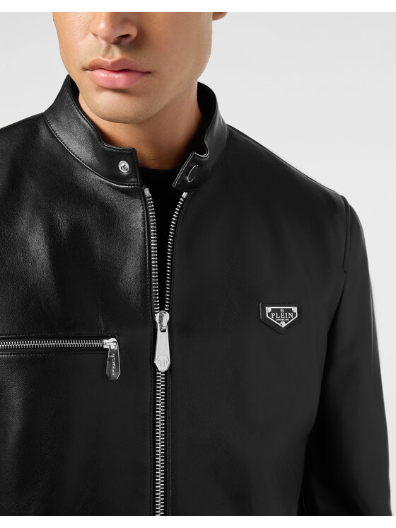 PHILIPP PLEIN PHILIPP PLEIN Giacca di pelle 27857 Nero Slim Fit