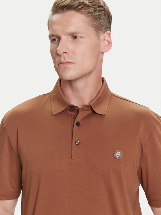 BOSS BOSS Тениска с яка и копчета C-Parris 01 50520297 Кафяв Regular Fit