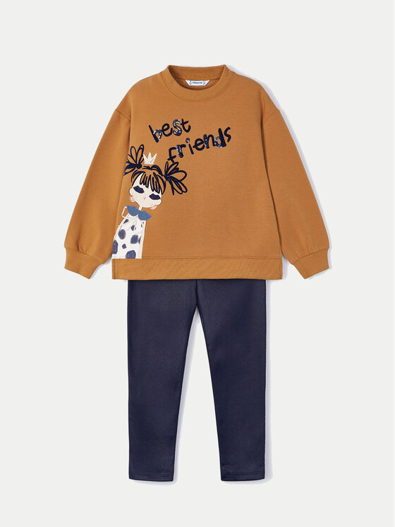 Mayoral Mayoral Комплект суитшърт и клин 4708 Кафяв Regular Fit