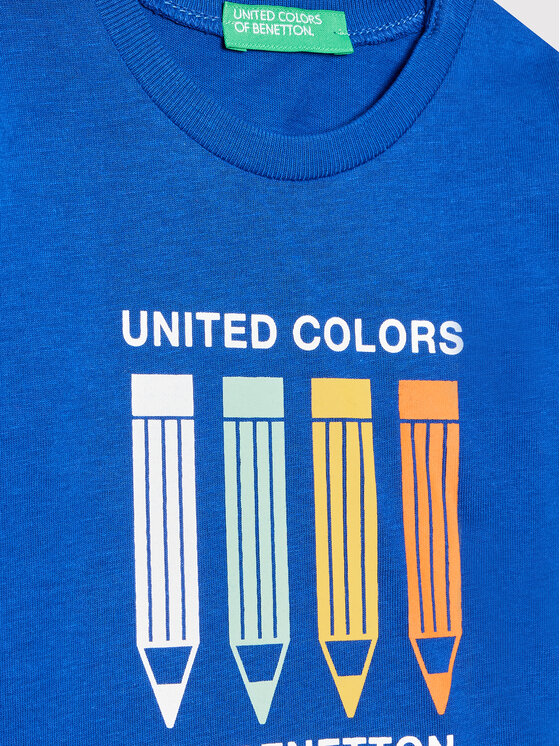 United Colors Of Benetton United Colors Of Benetton T-krekls 3I1XG102N Zils Regular Fit
