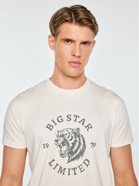 BIG STAR BIG STAR T-Shirt RENNER Kremowy Basic Fit