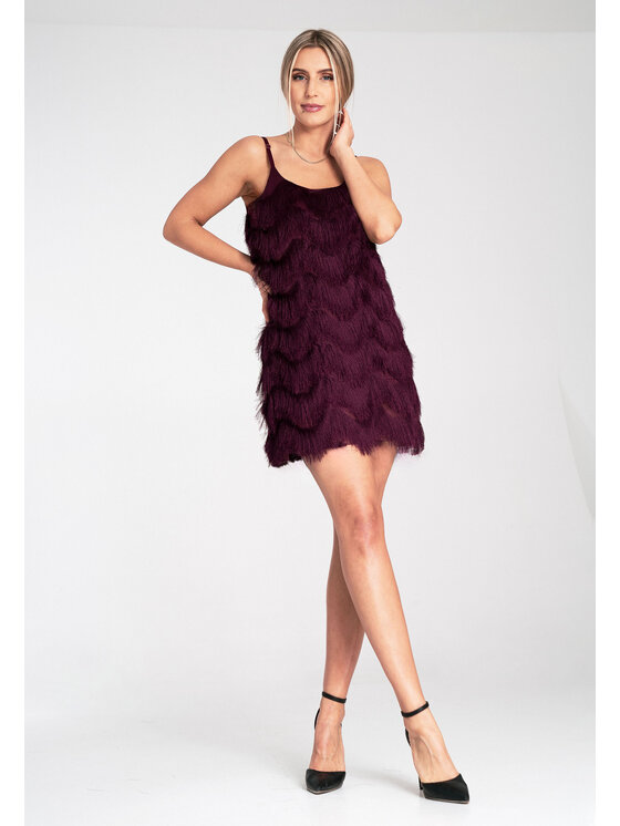FIGL FIGL Koktejlové šaty M1107 Bordová Loose Fit