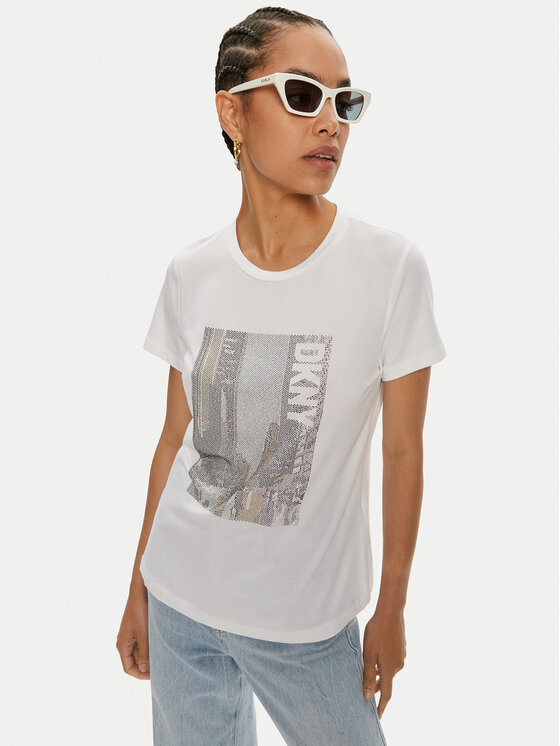 DKNY DKNY Marškinėliai P4DHQWNA Balta Regular Fit