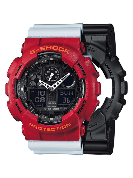 Casio Casio Zegarek SET GA-100-1A1ER + BEZEL 10441433 + PASEK 10527469 Biały